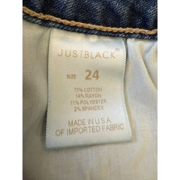 JUSTBLACK Female Light Dark Wash Denim Jeans Size 24 Raw Hem Straight Leg - Picture 4 of 16
